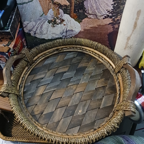 🥙Pier 1 RARE Vtg.6 Part Design Ceramic & Sea Grass Wicker Set.🥪🌮🥝 - Picture 7 of 16